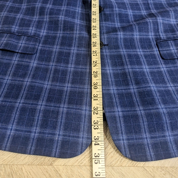 Oak Hill Men's Sport Coat Blazer Size 2XL Blue Tartan Pattern with Extra Buttons - Picture 12 of 13